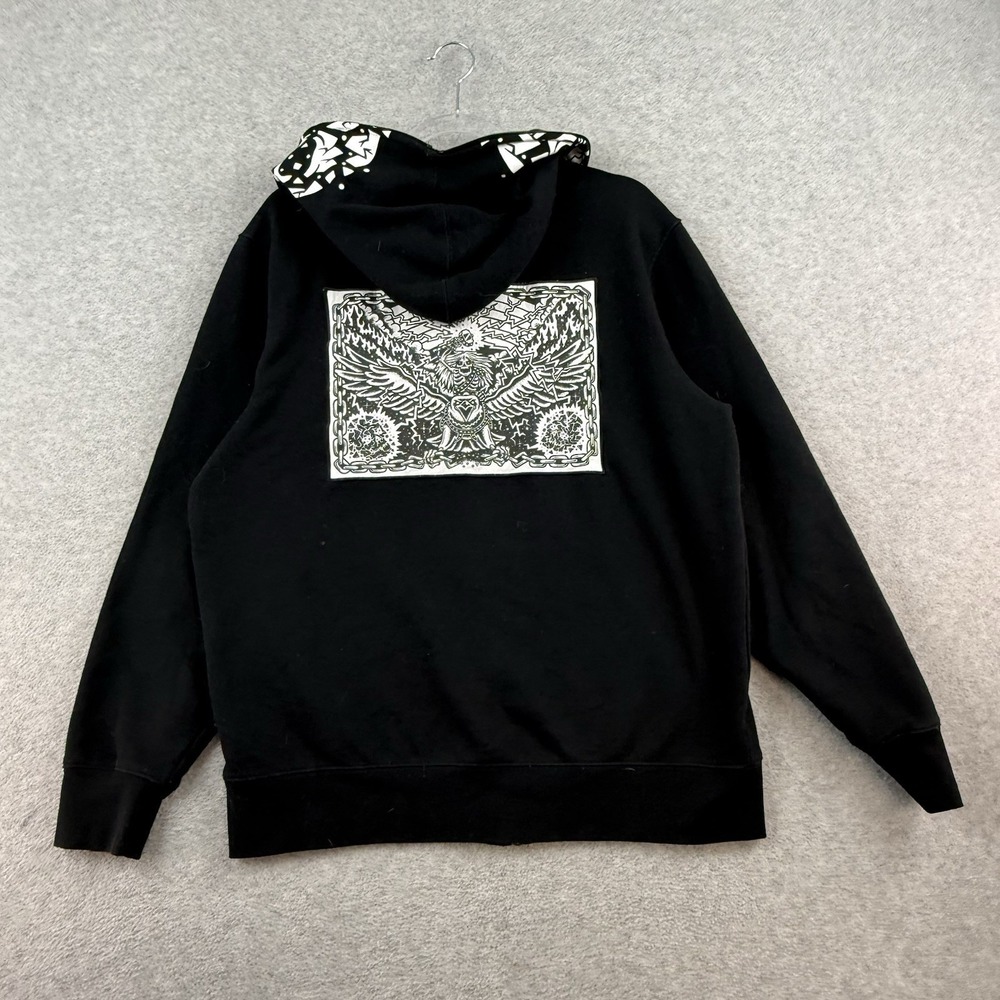 Lurking Class Hoodie Mens Medium Black Full Zip  Skull Sleeve Graphic Art Skate